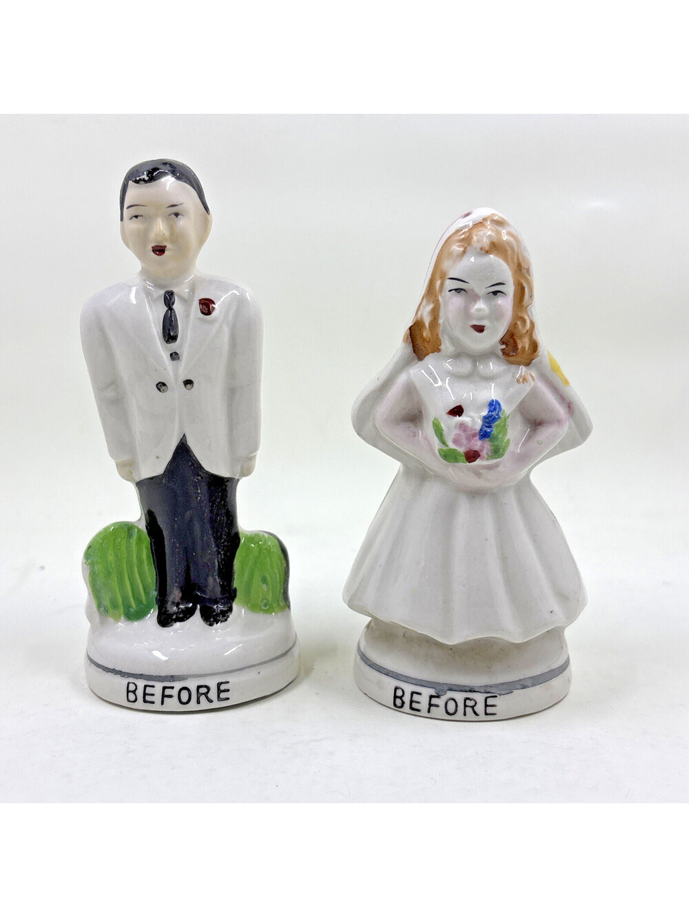 Vintage MCM Before & After Turnabout Bride Groom Salt And Pepper Shaker Novelty